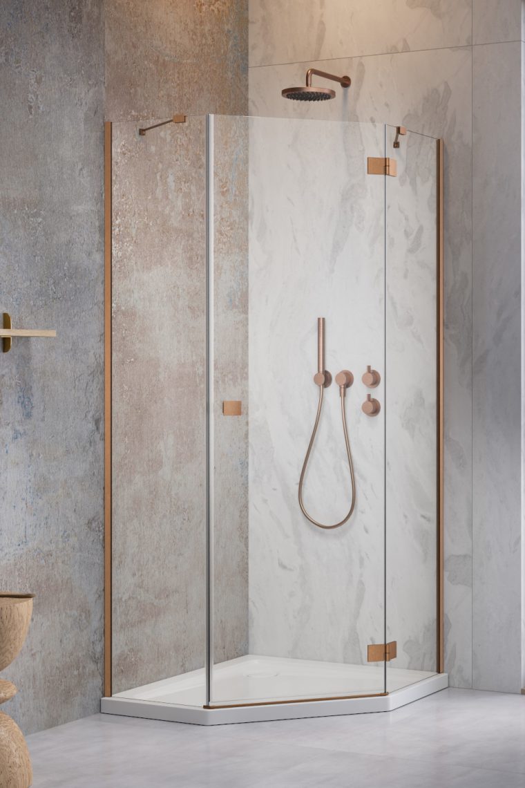 Essenza 8 Brushed Copper PTJ Door Left Brushed Copper/Transparent
