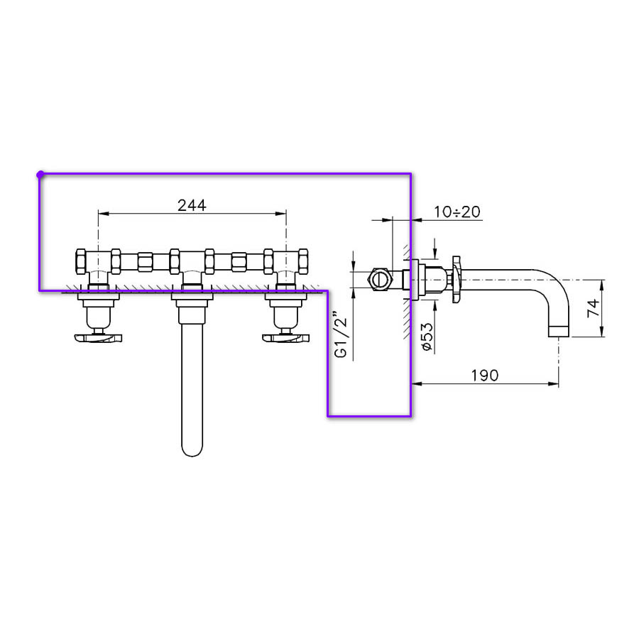 ™ Nicolazzi 2177DXDX Встраиваемая часть для смесителя со стены