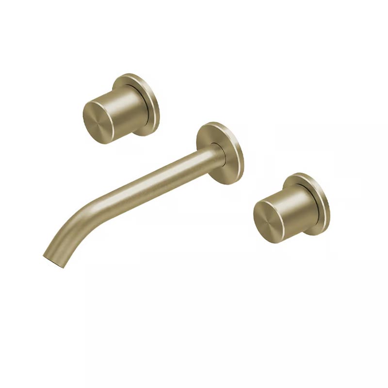 QuadroDesign HUM 2411VOC Смеситель для раковины на 3 отверстия из стены с запорными вентилями 200mm, цвет Light Gold
