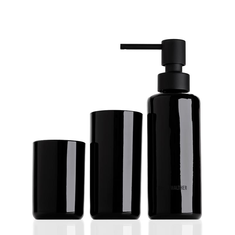 Decor Walther © 0940063 POP UP Набор аксессуаров из стекла: стаканчики и дозатор Черный