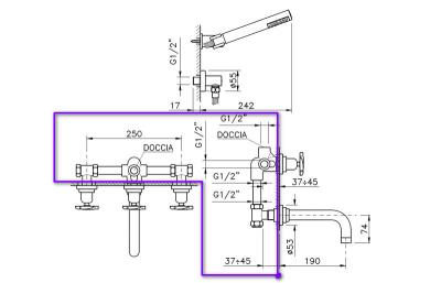 Nicolazzi R2203DX Встраиваемая часть для смесителя со стены