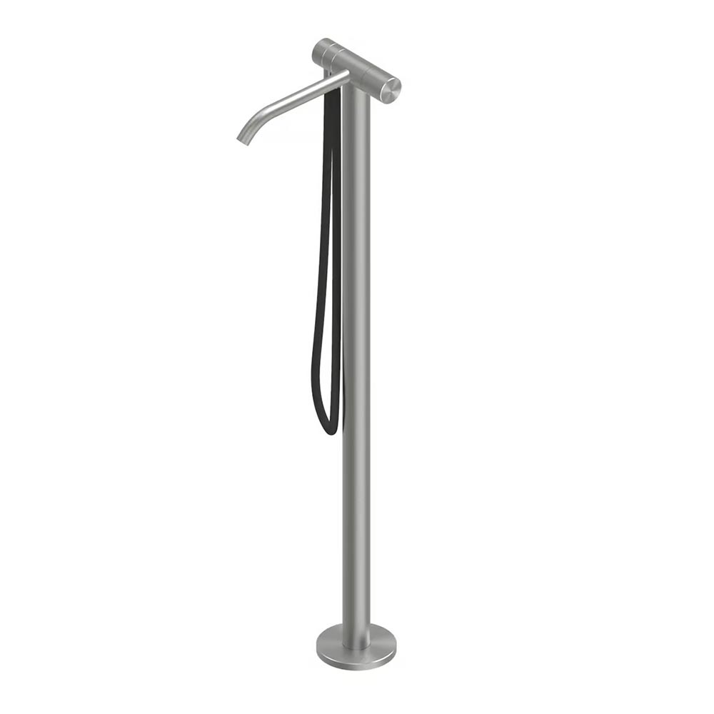 QuadroDesign HUM 2462AS Смеситель для ванны напольный, цвет Brushed Stainless Steel