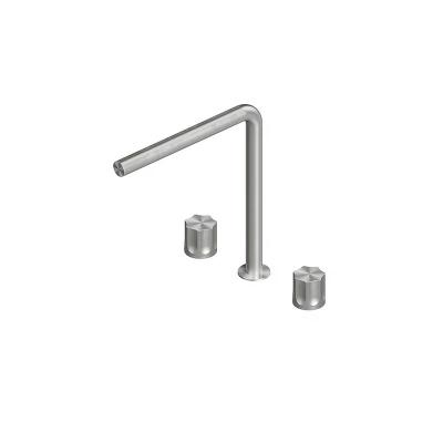 QuadroDesign MODO 1708VAS Смеситель для раковины на 3 отверстия из столешницы с запорными вентилями диаметр ручки 43мм, 259мм цвет Brushed Stainless Steel