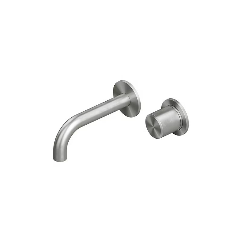 QuadroDesign STEREO 1613T.00AS Смеситель для раковины на 2 отверстия из стены, диаметр ручки 43мм, цвет Brushed Stainless Steel