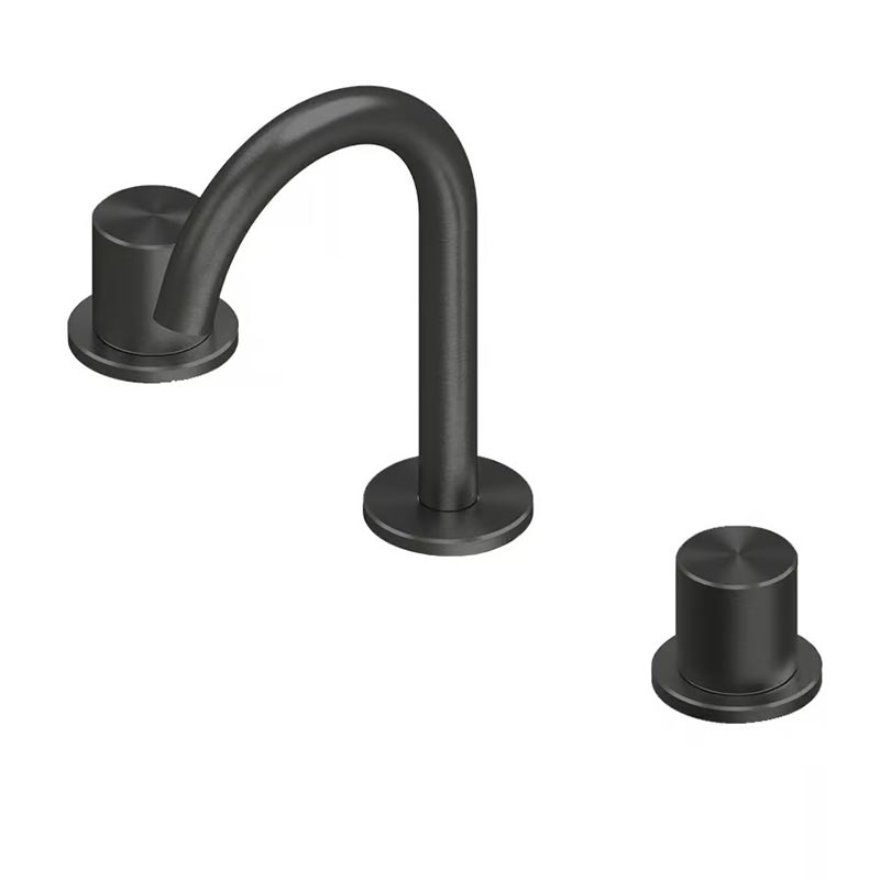 QuadroDesign HUM 2431VON Смеситель для раковины на 3 отверстия из столешницы с запорными вентилями, цвет Black Gold