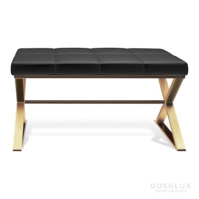 Decor Walther Bench Скамейка 43x81x41см., экокожа, цвет: золото матовое/черный