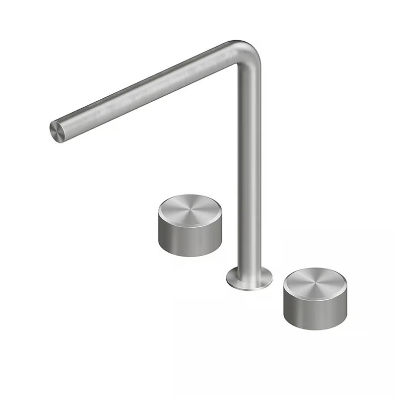 QuadroDesign STEREO 1632VAS Смеситель для раковины на 3 отверстия из столешницы с запорными вентилями 259mm, цвет Brushed Stainless Steel