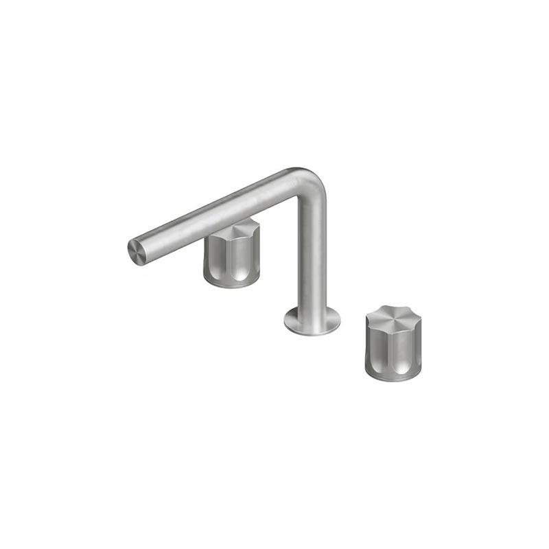 QuadroDesign MODO 1707VAS Смеситель для раковины на 3 отверстия из столешницы с запорными вентилями диаметр ручки 43мм, цвет Brushed Stainless Steel