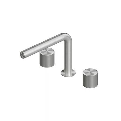 QuadroDesign STEREO 1607VAS Смеситель для раковины на 3 отверстия из столешницы с запорными вентилями диаметр ручки 43мм, цвет Brushed Stainless Steel