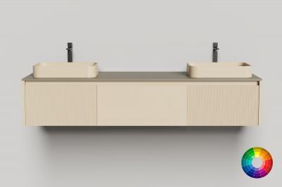 Тумба подвесная для 2-х раковин, 200х50х40 см, S-Stone RAL/эмаль RAL матов. фрезеровка Salini Domino 27D120DF