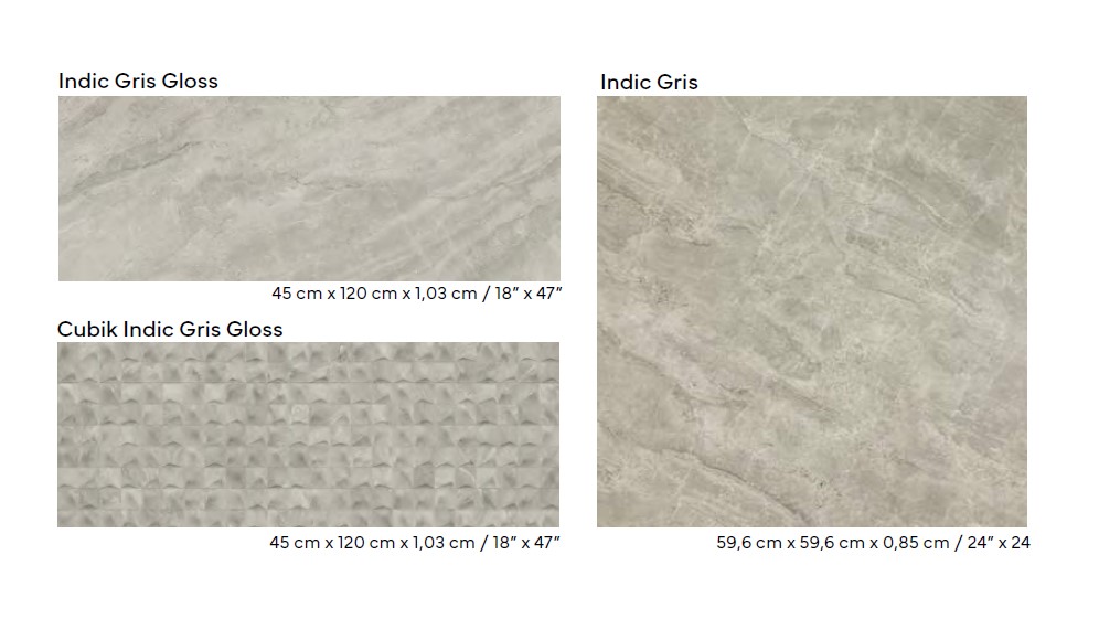 Керамическая плитка  PORCELANOSA INDIC GRIS GLOSS 45х120 G-270