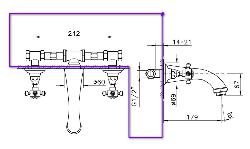 ™ Nicolazzi C2177 Встраиваемая часть для смесителя со стены