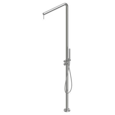 QuadroDesign Душевая программа CD018.2AS/1 Душевая колонна, ручным душем 1500мм, переключателем на два потока и гидропрогрессивным смесителем, цвет Brushed Stainless Steel