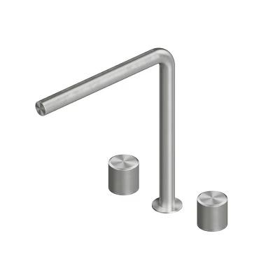 QuadroDesign STEREO 1608VAS Смеситель для раковины на 3 отверстия из столешницы с запорными вентилями диаметр ручки 43мм, 259мм цвет Brushed Stainless Steel