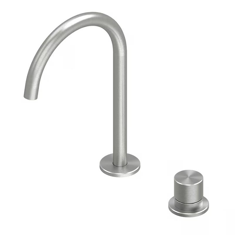 QuadroDesign HUM 2432TAS Смеситель для раковины на 2 отверстия из столешницы, высокий, цвет Brushed Stainless Steel