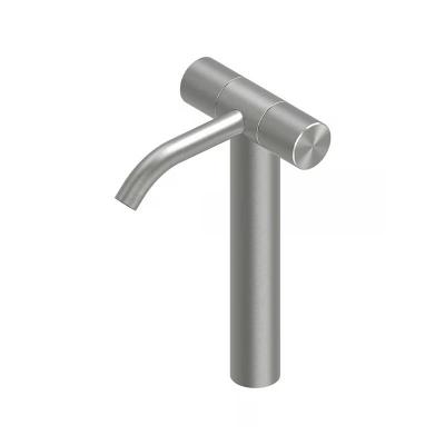 QuadroDesign HUM 2402VAS Смеситель для раковины на 1 отверстие из столешницы с запорными вентилями высокий, цвет Brushed Stainless Steel