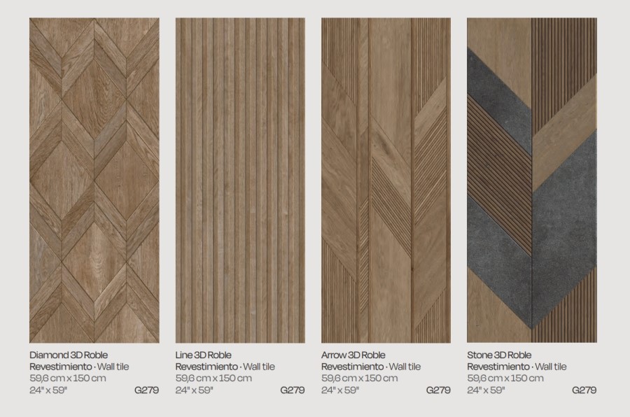 Керамическая плитка  PORCELANOSA 3D ROBLE ARROW 59.6х150 G-279