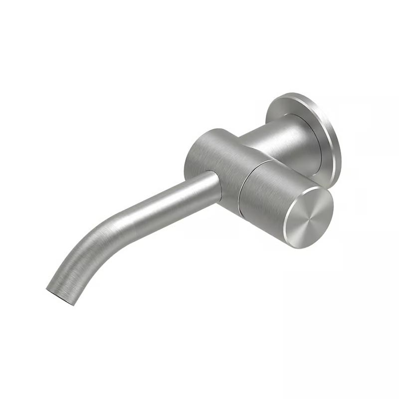 QuadroDesign HUM 2421TAS Смеситель для раковины на 1 отверстие из стены, 207мм, цвет Brushed Stainless Steel