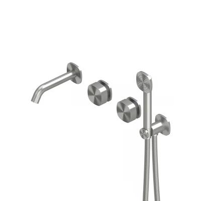 QuadroDesign SUPER 2269TAS Группа смесителей из стены на два потребителя, Brushed Stainless Steel
