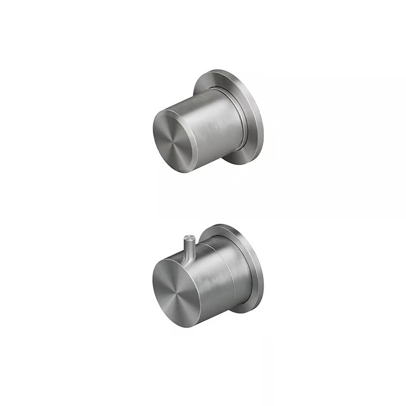 QuadroDesign STEREO 1648.00AS Смеситель термостатический из стены с 1-м запорным вентилем, диаметр вентиля 43, встраиваемая часть IN048 заказывается отдельно, цвет Brushed Stainless Steel