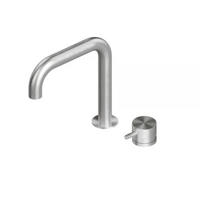 QuadroDesign SOURCE/OTTAVO 1207AS Смеситель для раковины на 2 отверстия из ст-цы, цвет Steel