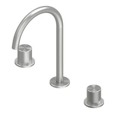 QuadroDesign HUM 2432VAS Смеситель для раковины на 3 отверстия из столешницы с запорными вентилями, высокий, цвет Brushed Stainless Steel