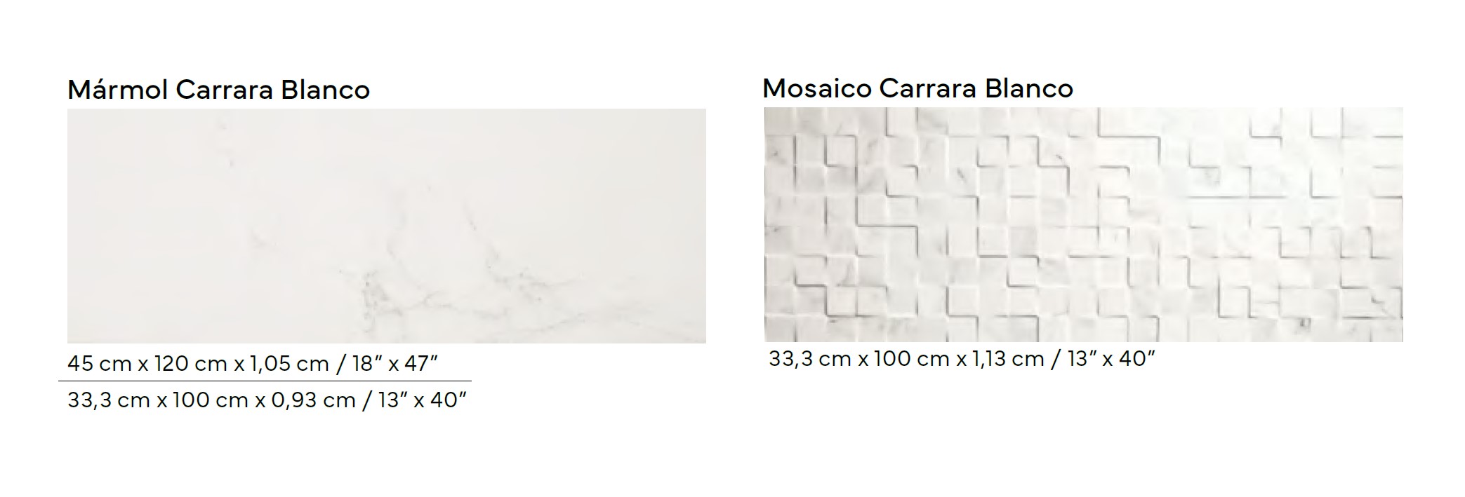 Керамическая плитка  PORCELANOSA CARRARA BLANCO MOSAICO 33.3х100 G-271