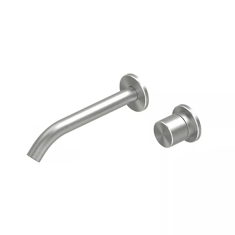 QuadroDesign HUM 2411TAS Смеситель для раковины на 2 отверстия из стены 200мм, цвет Brushed Stainless Steel