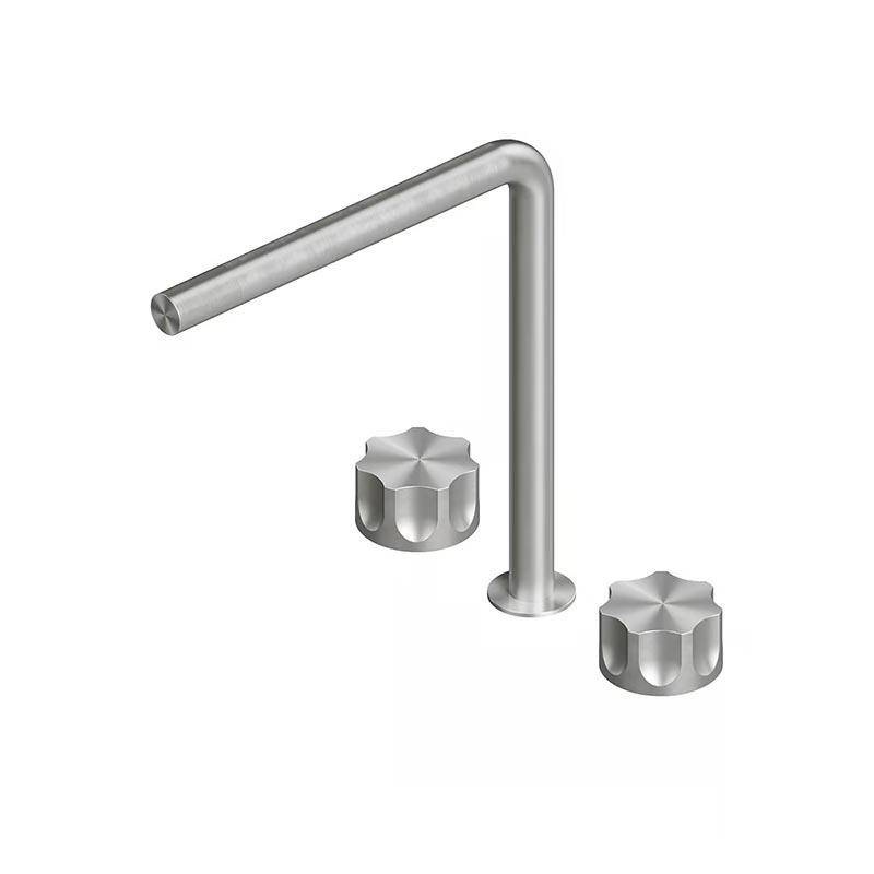 QuadroDesign MODO 1732VAS Смеситель для раковины на 3 отверстия из столешницы с запорными вентилями 259mm, цвет Brushed Stainless Steel