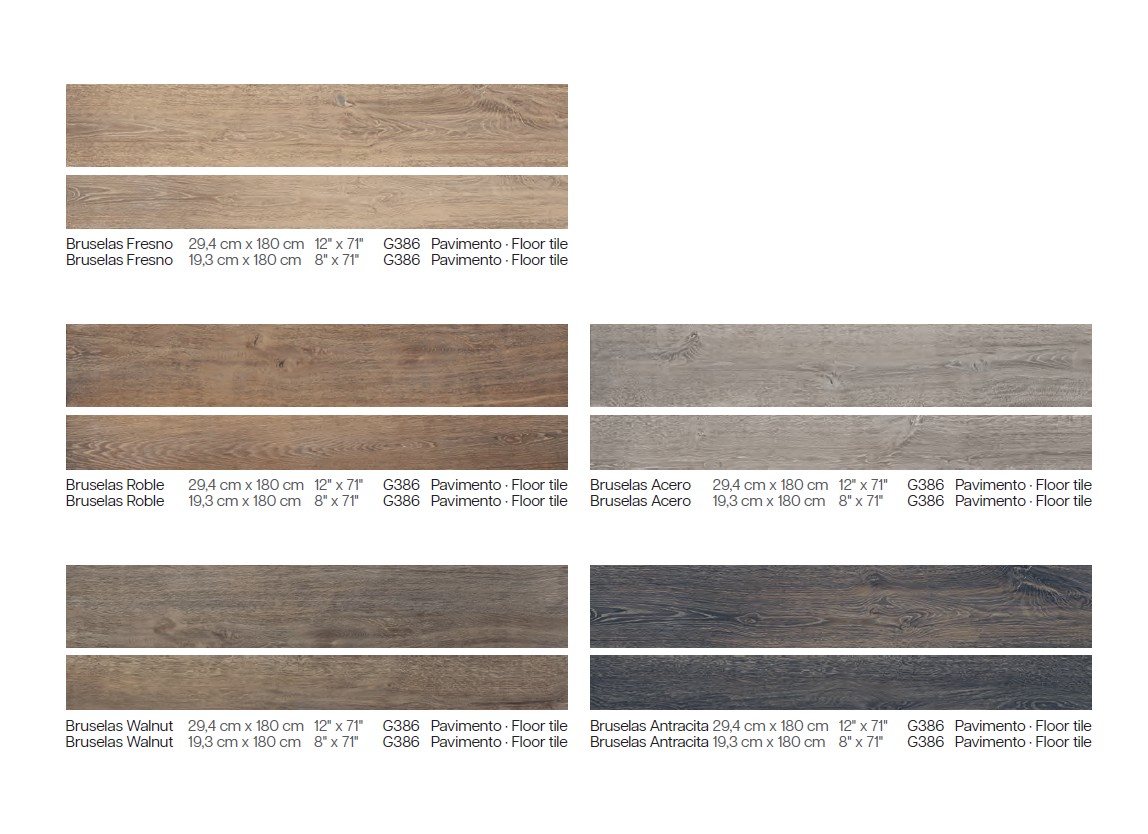 Керамогранит PORCELANOSA BRUSELAS WALNUT 19.3х180 G-386