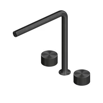 QuadroDesign STEREO 1632VON Смеситель для раковины на 3 отверстия из столешницы с запорными вентилями 259mm, цвет Black Gold