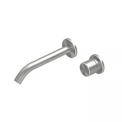 QuadroDesign HUM 2411TAS Смеситель для раковины на 2 отверстия из стены 200мм, цвет Brushed Stainless Steel