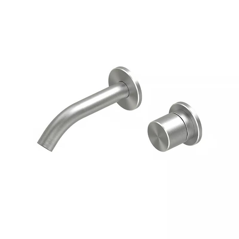 QuadroDesign HUM 2410TAS Смеситель для раковины на 2 отверстия из стены, цвет Brushed Stainless Steel