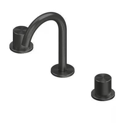 QuadroDesign HUM 2431VON Смеситель для раковины на 3 отверстия из столешницы с запорными вентилями, цвет Black Gold