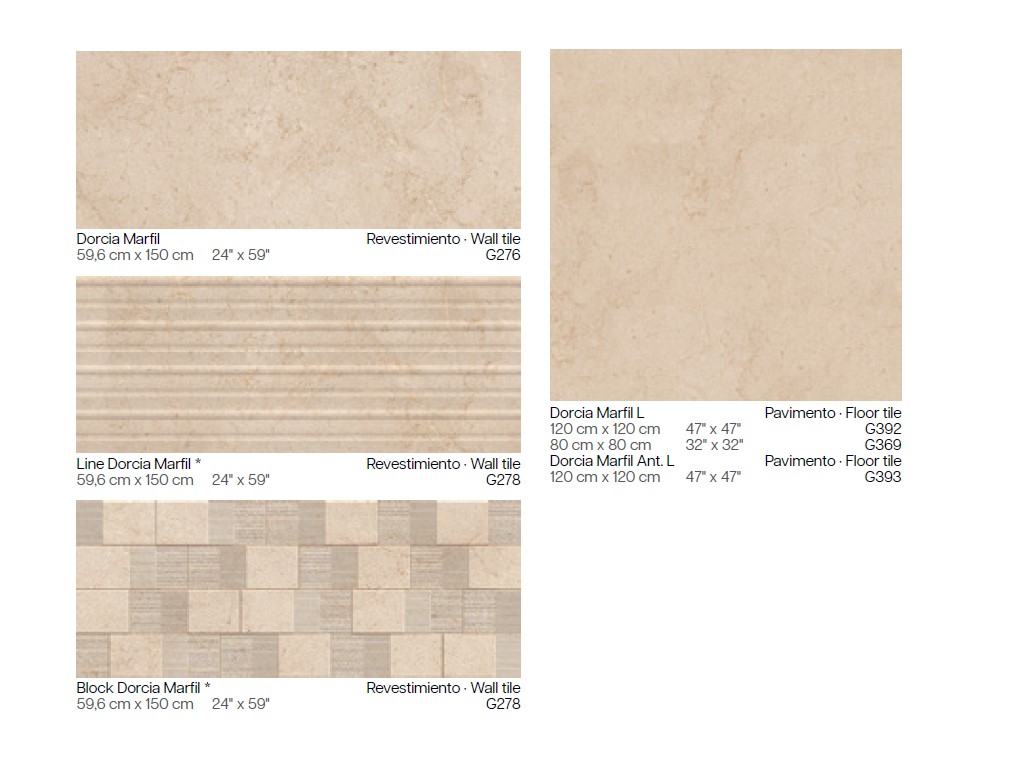 Керамическая плитка  PORCELANOSA DORCIA MARFIL 59.6х150 G-276