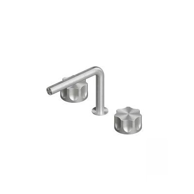 QuadroDesign MODO 1731VAS Смеситель для раковины на 3 отверстия из столешницы с запорными вентилями, цвет Brushed Stainless Steel