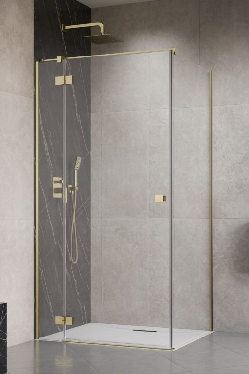 Essenza 8 Brushed Gold KDJ Front Wall 237 Left Brushed Gold/Transparent