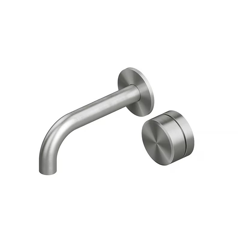 QuadroDesign STEREO 1610TAS Смеситель для раковины на 2 отверстия из стены, цвет Brushed Stainless Steel