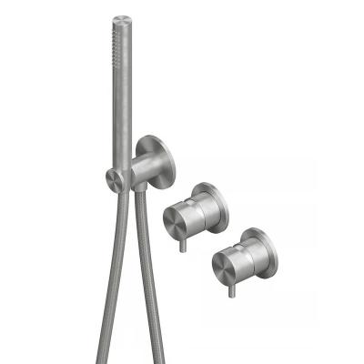 QuadroDesign SOURCE/OTTAVO 1368.00AS Смеситель из стены на 2 потребителя с ручным душем, цвет Steel