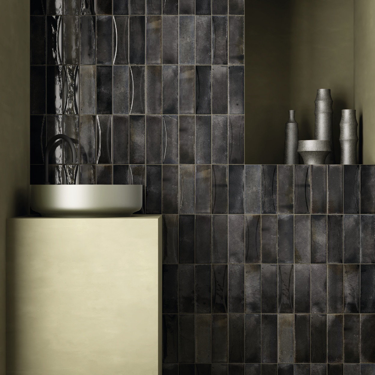 Керамическая плитка  EQUIPE HANOI ARCO BLACK ASH 6.5х20 EQ-5
