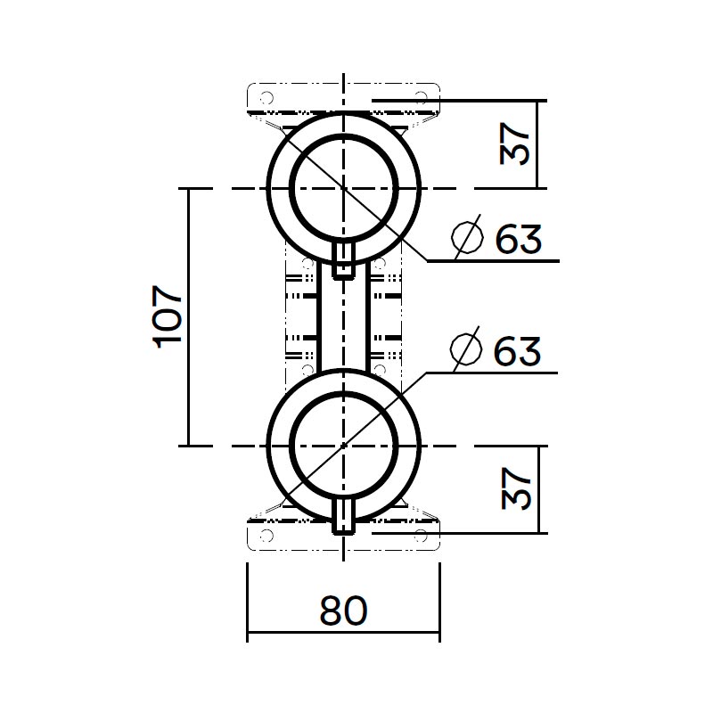 QuadroDesign SOURCE IN047AS Встр. часть смесителя из стены с переключателем на 2 потребителя, Steel