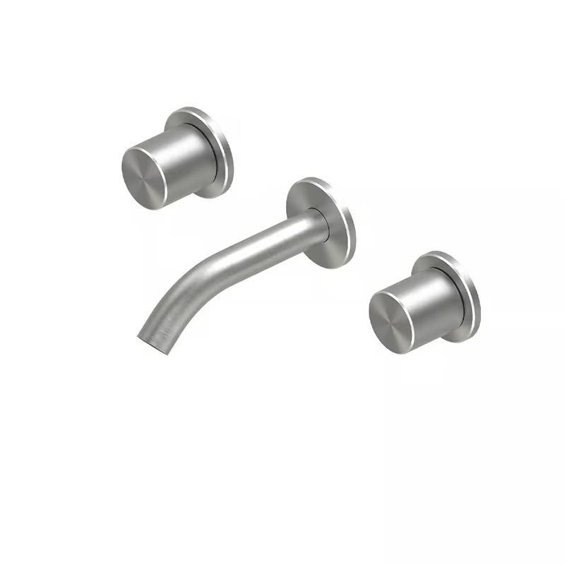 QuadroDesign HUM 2410VAS Смеситель для раковины на 3 отверстия из стены с запорными вентилями, цвет Brushed Stainless Steel