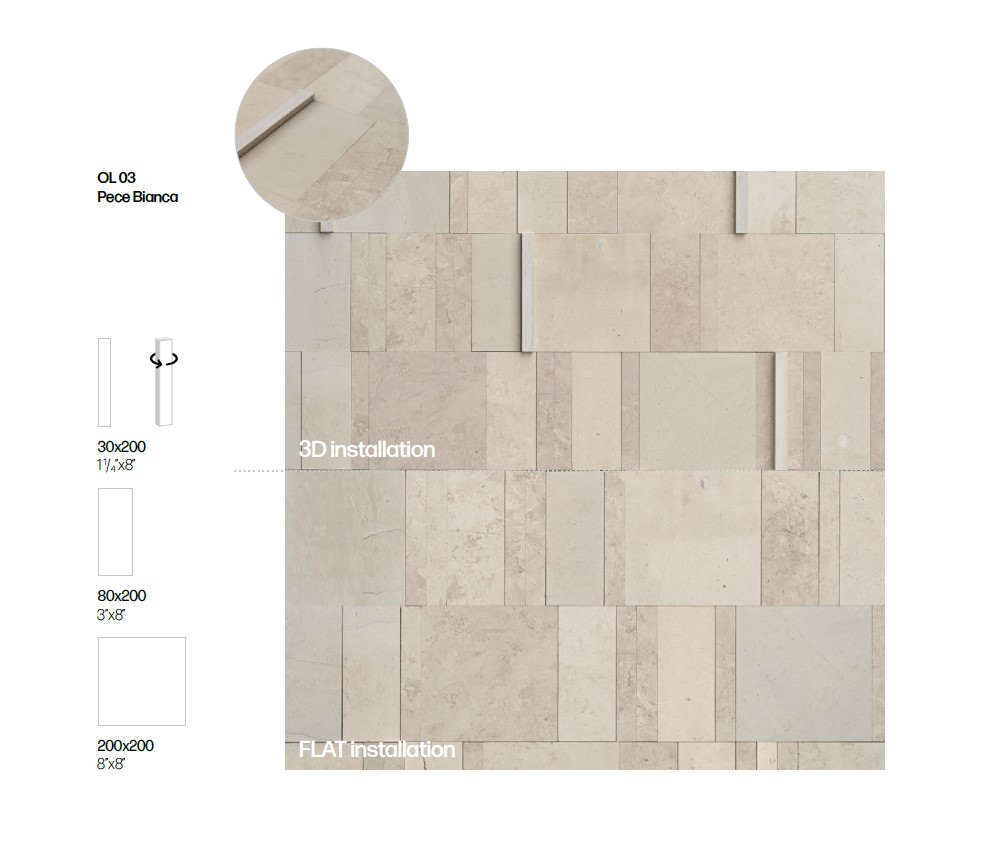 натуральный камень мелкий MIRAGE PECE BIANCA OL 03 TABULATE 20х20x2 (Италия)