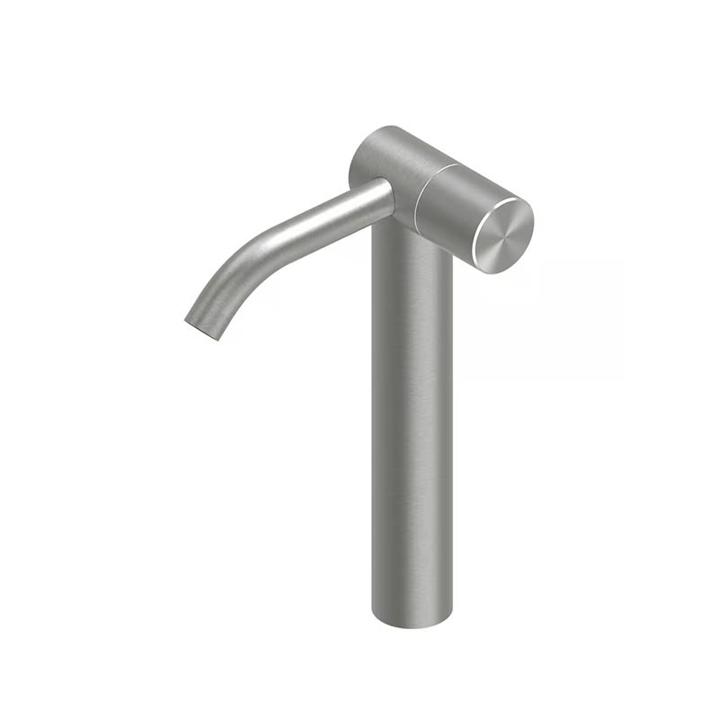 QuadroDesign HUM 2402AS Смеситель для раковины на 1 отверстие из столешницы с прогрессивным картриджем, высокий, цвет Brushed Stainless Steel