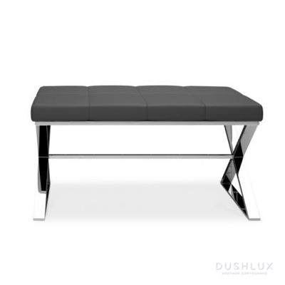 Decor Walther Bench Скамейка 81x41x43см, экокожа, цвет: хром/черный