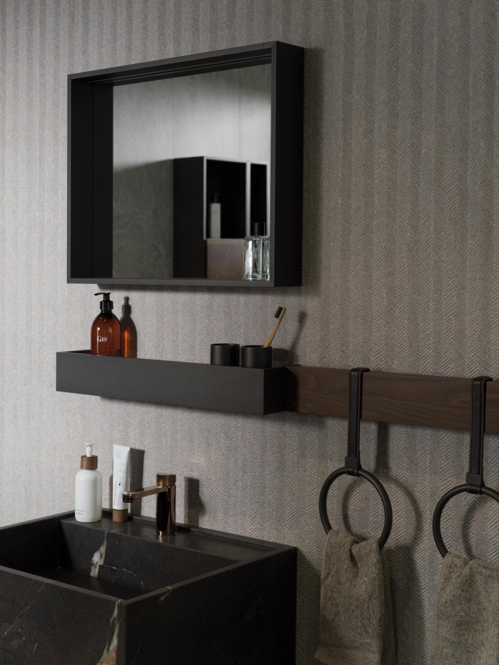 Керамическая плитка  PORCELANOSA NOIR TOPO SPIGA 45х120 G-274