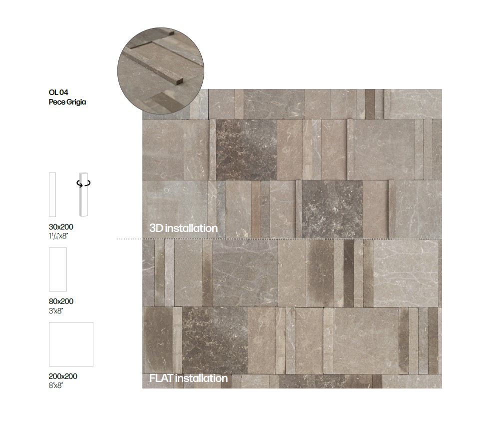 натуральный камень  мелкий MIRAGE PECE GRIGIA OL 04 TABULATE 3х20x2 (Италия)