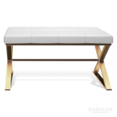 Decor Walther Bench Скамейка 43x81x41см., экокожа, цвет: золото матовое/белый