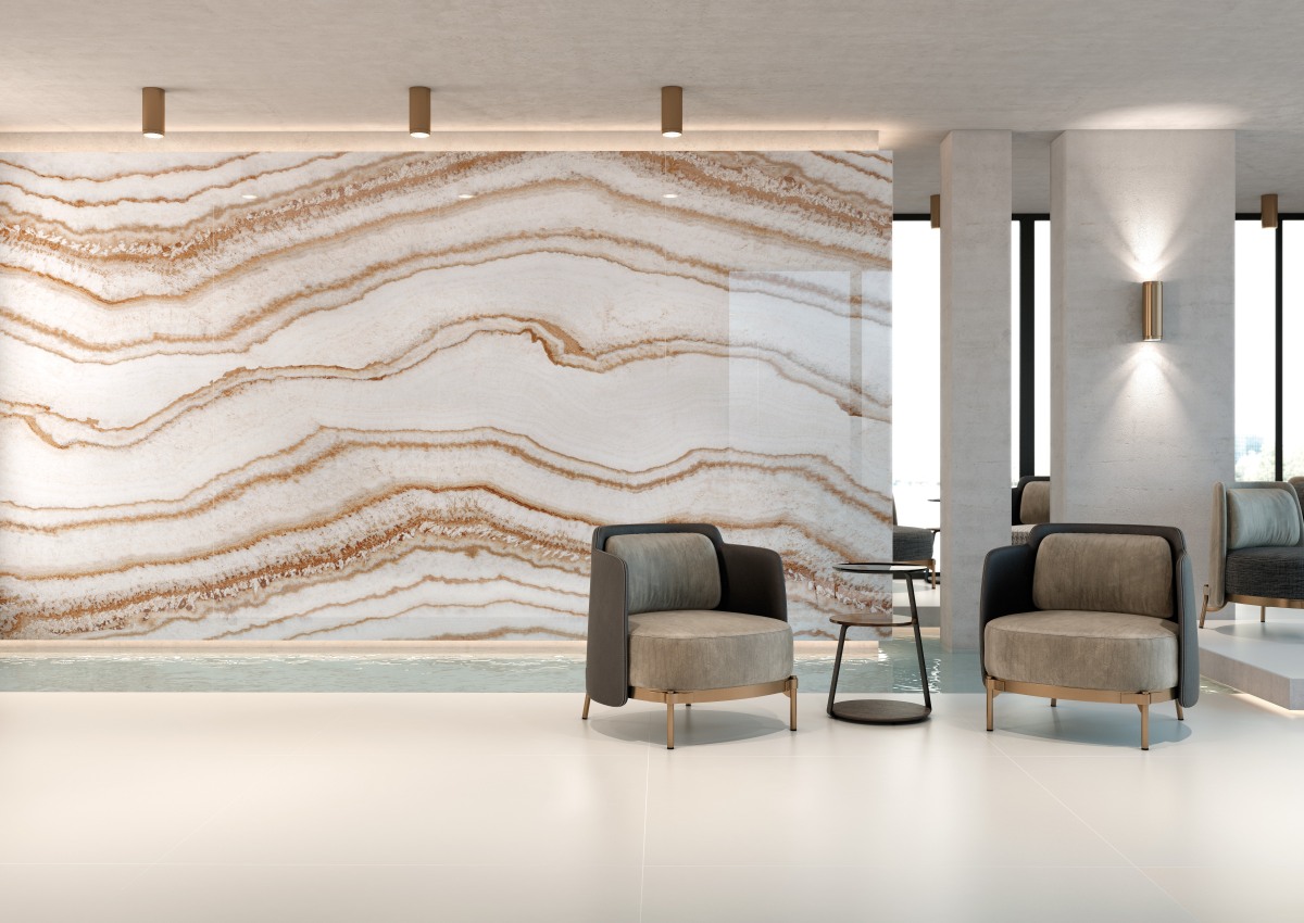 Керамогранит GRESPANIA COVERLAM IMPERIAL AMBAR INFINITY A PULIDO 120х260х5.6
