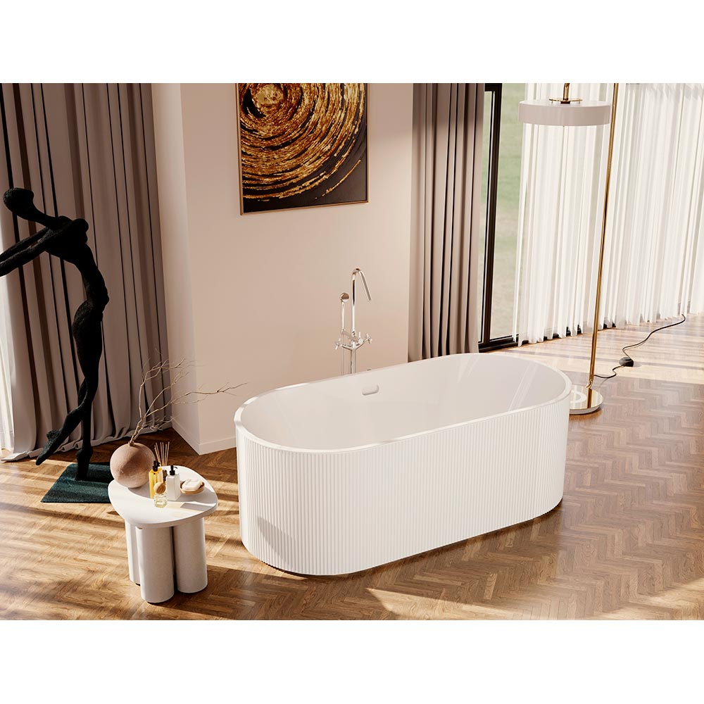 0100-336 FLUTE Ванна акриловая отдельностоящая 170x80x59H, щелевой перелив, белая глянцевая
